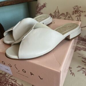 OUIGAL Kat White Leather Mules/Slides 36 NIB